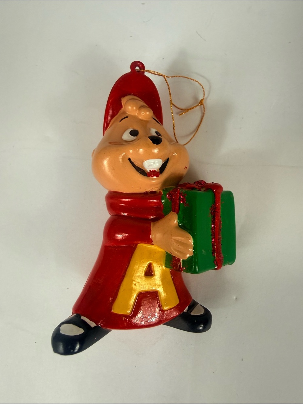 Vintage Hard Plastic Alvin Holding Present Ornament By Bagdasarian